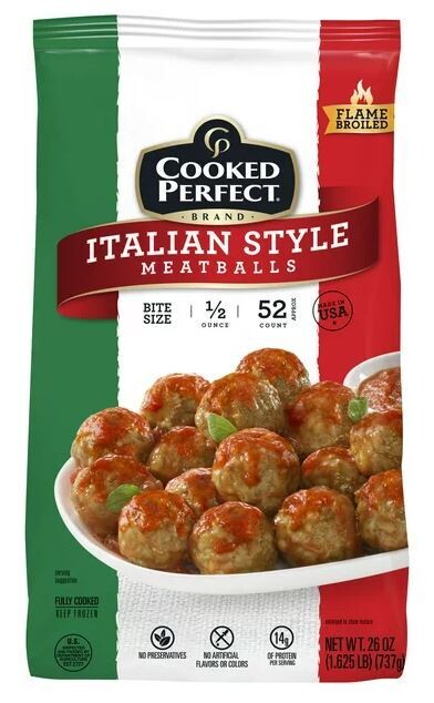 Frozen Meatballs, Cooked Perfect® Italian Style Meatballs (26 oz Bag-52 Bitesize Meatballs)