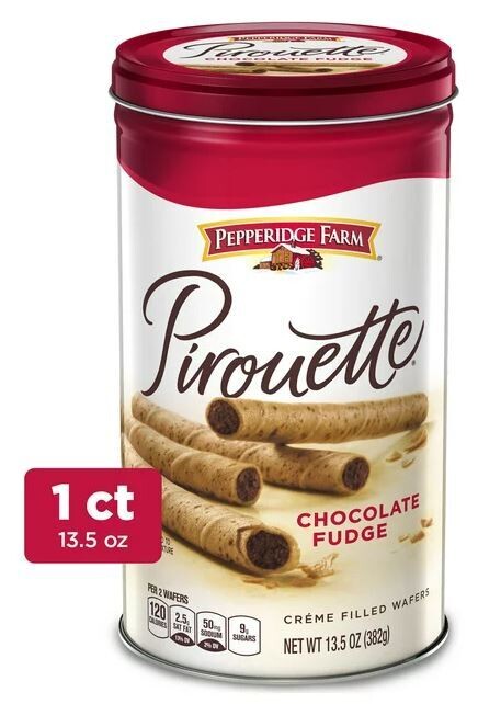 Cookies, Pepperidge Farm® Pirouette™ Chocolate Fudge Créme Filled Wafers (13½ oz Tin)