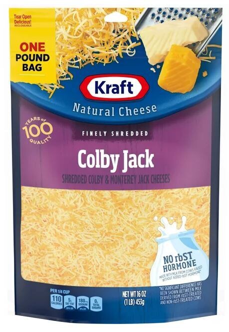 Shredded Cheese, Kraft® Finely Shredded Colby Jack Cheese (16 oz Resealable Bag)