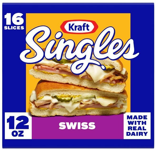 Sliced Cheese, Kraft® Swiss Cheese Singles (12 oz Bag, 16 Slices)