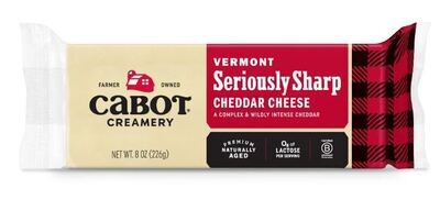 Block Cheese, Cabot Creamery® Vermont Seriously Sharp Cheddar Cheese (8 oz Block)