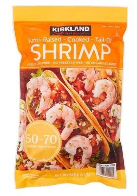 Appetizers, Kirkland Signature® Farm-Raised Cooked, Tail-Off, Peeled, Deveined Shrimp (32 oz Bag, 50-70 Shrimp)