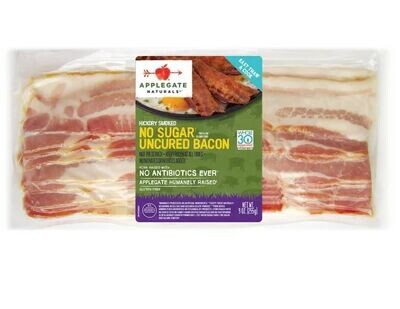 Frozen Bacon, Applegate Naturals® Gluten Free Hickory Smoked No Sugar Uncured Pork Bacon (9 oz Bag)
