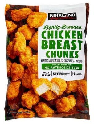 Appetizers, Kirkland Signature® Boneless Skinless Lightly Breaded Chicken Breast Chunks (64 oz Bag)