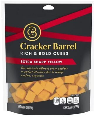 Cube Cheese, Cracker Barrel® Rich &amp; Bold Extra Sharp Yellow Cheddar Cheese Cubes (6 oz Bag)