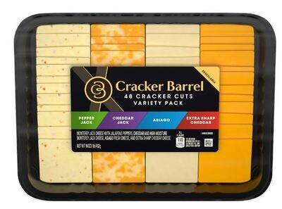 Sliced Variety Pack Cheese, Cracker Barrel® Assorted Cheeses, Pepper Jack, Cheddar Jack, Asiago &amp; Extra Sharp Cheddar (16 oz Tray)