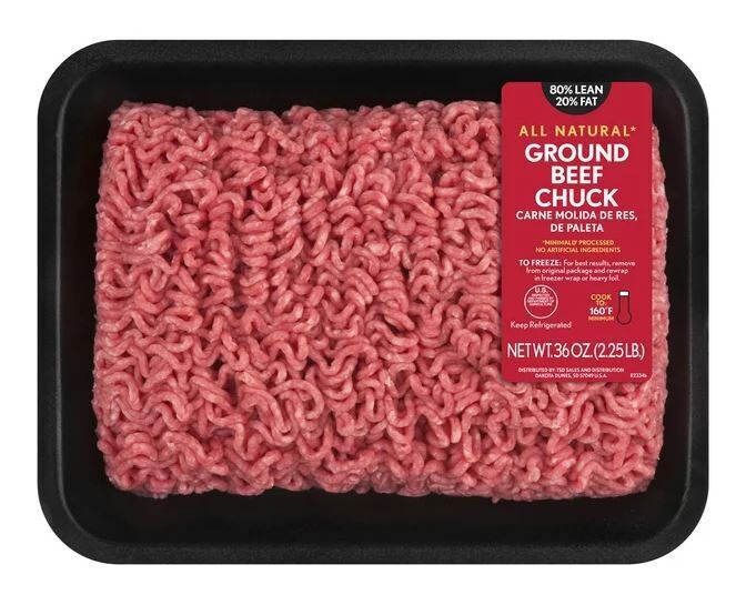 Frozen Beef, Ground Beef Chuck-80% Lean/20% Fat (2.25 lb Tray)