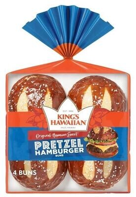 Hamburger Buns, King&#39;s Hawaiian® Pretzel Hamburger Buns (10.5 Oz Bag, 4 Buns)
