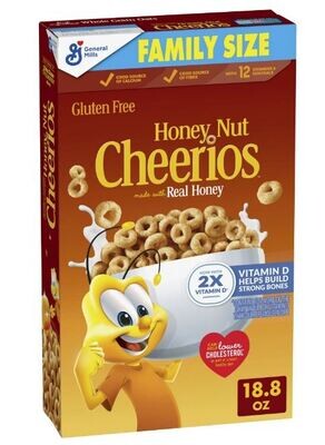 Cereal Cheerios, General Mills® Honey Nut Cheerios™ Cereal (Family Size-18.8 oz Box)