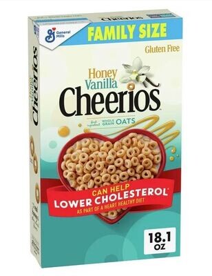 Cereal Cheerios, General Mills® Honey Vanilla Cheerios™ Cereal (Family Size-18.1 oz Box)