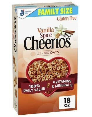 Cereal Cheerios, General Mills® Vanilla Spice Cheerios™ Cereal (Family Size-18 oz Box)