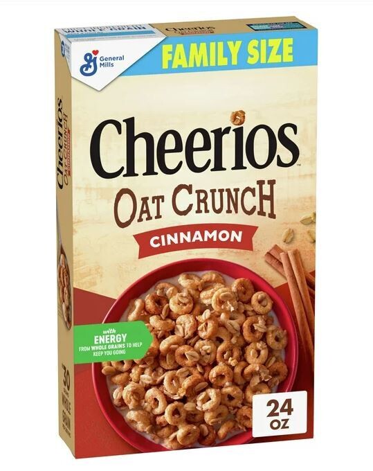 Cereal Cheerios, General Mills® Oat Crunch Cinammon Cheerios™ Cereal (Family Size-24 oz Box)