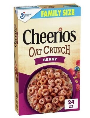 Cereal Cheerios, General Mills® Oat Crunch Berry Cheerios™ Cereal (Family Size-24 oz Box)
