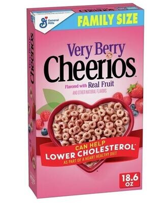 Cereal Cheerios, General Mills® Very Berry Cheerios™ Cereal (Family Size-18.6 oz Box)