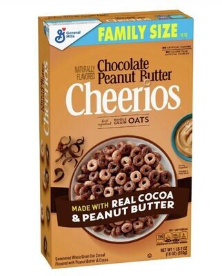 Cereal Cheerios, General Mills® Chocolate Peanut Butter Cheerios™ Cereal (Family Size-18 oz Box)