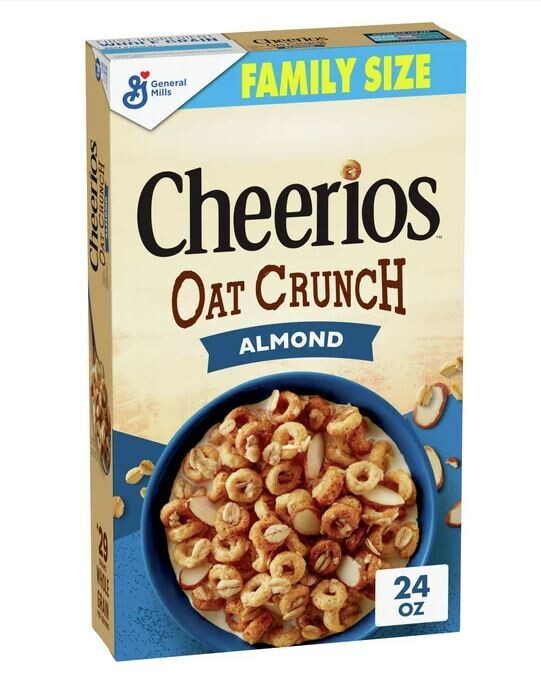 Cereal Cheerios, General Mills® Oat Crunch Almond Cheerios™ Cereal (Family Size-24 oz Box)
