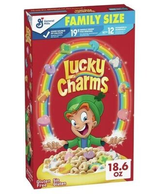Cereal Lucky Charms, General Mills® Lucky Charms with Marshmallows™ Original Cereal (Family Size Size-18.6 oz Box)