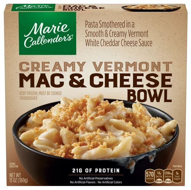 Frozen Dinner, Marie Callender&#39;s® Creamy Vermont Mac &amp; Cheese Bowl (13 oz Box)