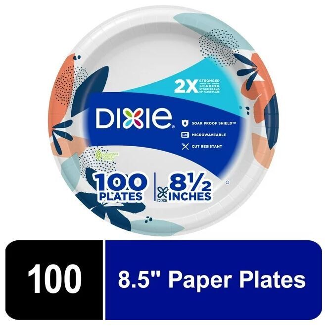 Kitchen Products, Dixie® 8.5 inch Paper Plates (100 Plates)