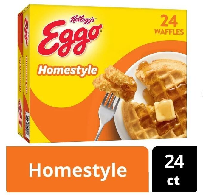 Frozen Waffles, Kellogg&#39;s® Eggo® Homestyle Waffles (24 Count, 29.6 oz Box)