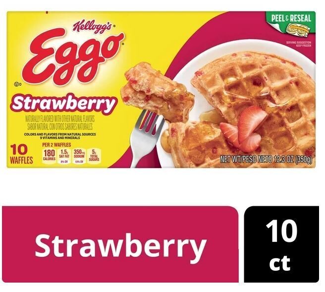 Frozen Waffles, Kellogg&#39;s® Eggo® Strawberry Waffles (10 Count, 12.3 oz Box)