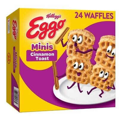 Frozen Waffles, Kellogg's® Eggo® Minis Cinnamon Toast Waffle Bites (24 Count, 25.8 oz Box)