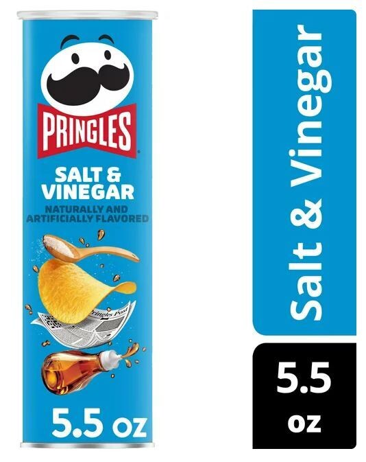 Potato Chips, Pringles® Salt & Vinegar Potato Chips (5½ oz Can)