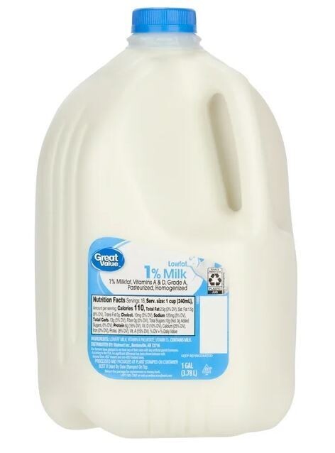 Dairy Milk, Great Value® 1% Reduced Fat Milk (1 Gallon Jug)