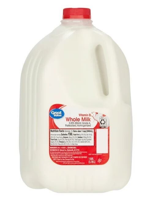 Dairy Milk, Great Value® Whole Milk (1 Gallon Jug)