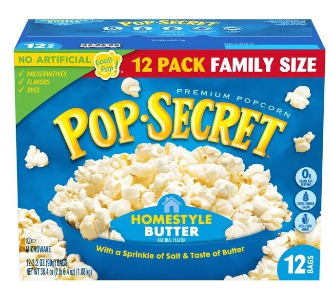 Microwave Popcorn, Pop Secret® Microwave Popcorn with Homestyle Butter (12 Bag Box)