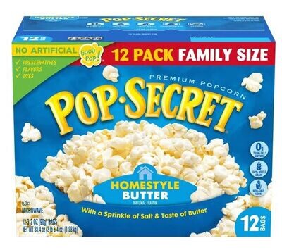 Microwave Popcorn, Pop Secret® Microwave Popcorn with Homestyle Butter (12 Bag Box)