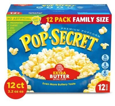 Microwave Popcorn, Pop Secret® Microwave Extra Butter Popcorn (12 Bag Box)
