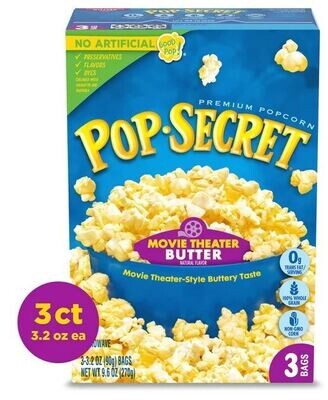 Microwave Popcorn, Pop Secret® Microwave Movie Theater Butter Popcorn (3 Bag Box)