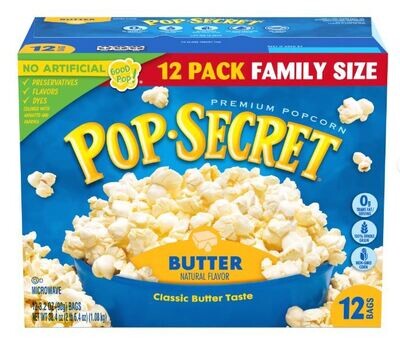Microwave Popcorn, Pop Secret® Microwave Butter Popcorn (12 Bag Box)