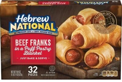Appetizers, Hebrew National® Beef Franks in a Puff Pastry Blanket ( 18.4 oz Box, 32 Franks)