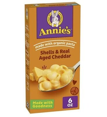 Pasta and Noodles, Annie's® Organic Shells & Real Aged Cheddar Cheese (6 oz gox)