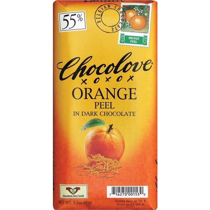 Chocolate Bar, Chocolove XOXOX® Orange Peel in Dark Chocolate (3.2 oz Bar)