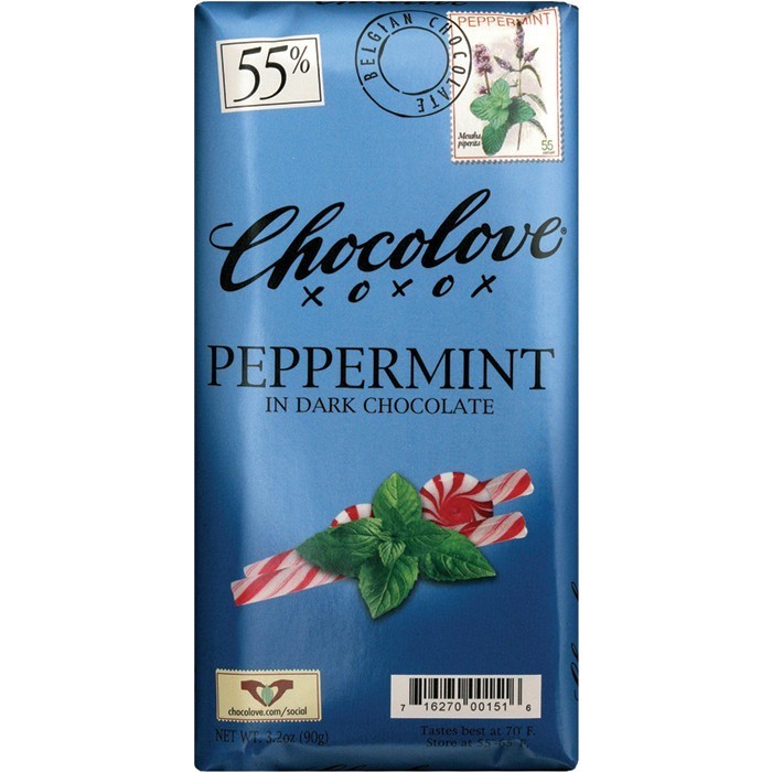 Chocolate Bar, Chocolove XOXOX® Peppermint in Dark Chocolate (3.2 oz Bar)