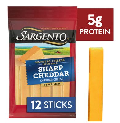 Cheese Sticks, Sargento® Sharp Cheddar Cheese Sticks (12 Sticks)