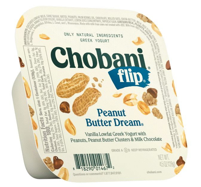 Dairy, Chobani® Flip® Peanut Butter Dream Greek Yogurt (4.5 oz Tub)