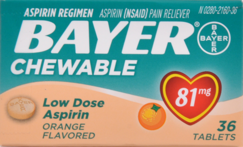 Pain Killer, Bayer® Low Dose Orange Chew Aspirin (32 Count Box)