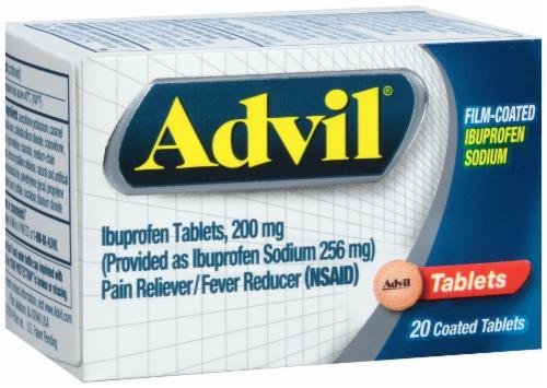 Pain Killer, Advil® "Ibuprofen" Tablets (20 Count Box)