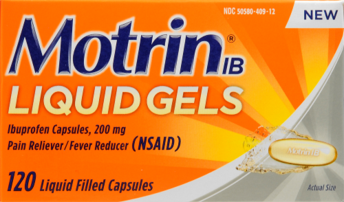 Pain Killer, Motrin® "Ibuprofen" Liquid Filled Capsules (120 Count Box)