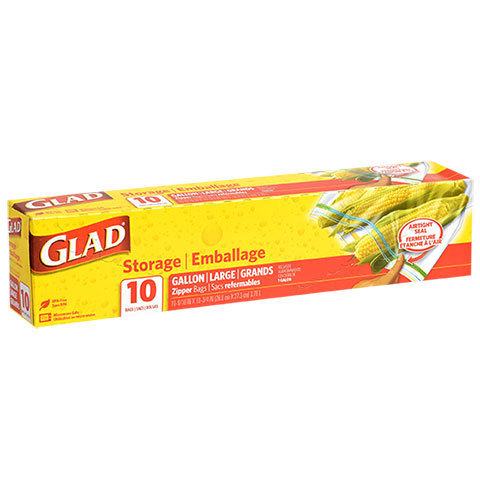 Food Storage Bags, Glad® Gallon Size Zipper Seal Bags (Box of 10 Bags)