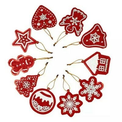 5D DIY Diamond Painting Red Christmas tree hangers/present tags - PACK OF 10