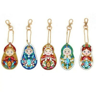 DIY 5 piece Babushka doll key chain set YSK24