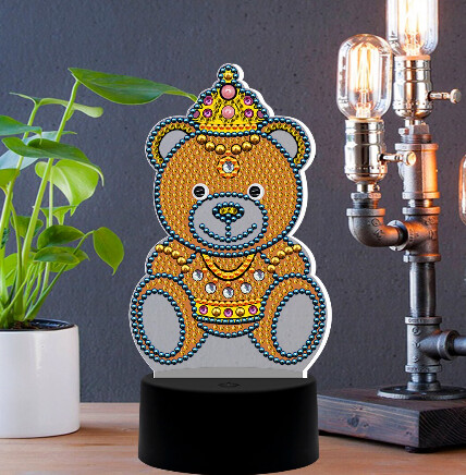 LED Diamond Painting kit - Special Shaped Drill Golden Bear Lamp