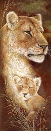 5D DIY Diamond Painting Kit Lioness Love 25 x 55cm FULL DRILL round