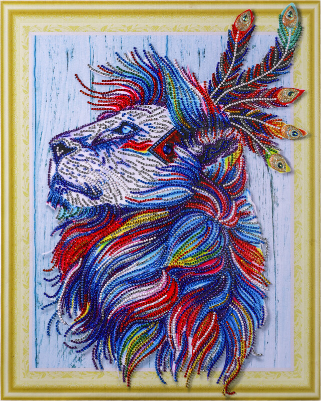 Diamond Painting Kit Crystal Rainbow Lion 40 x 50cm Special Shaped Drills