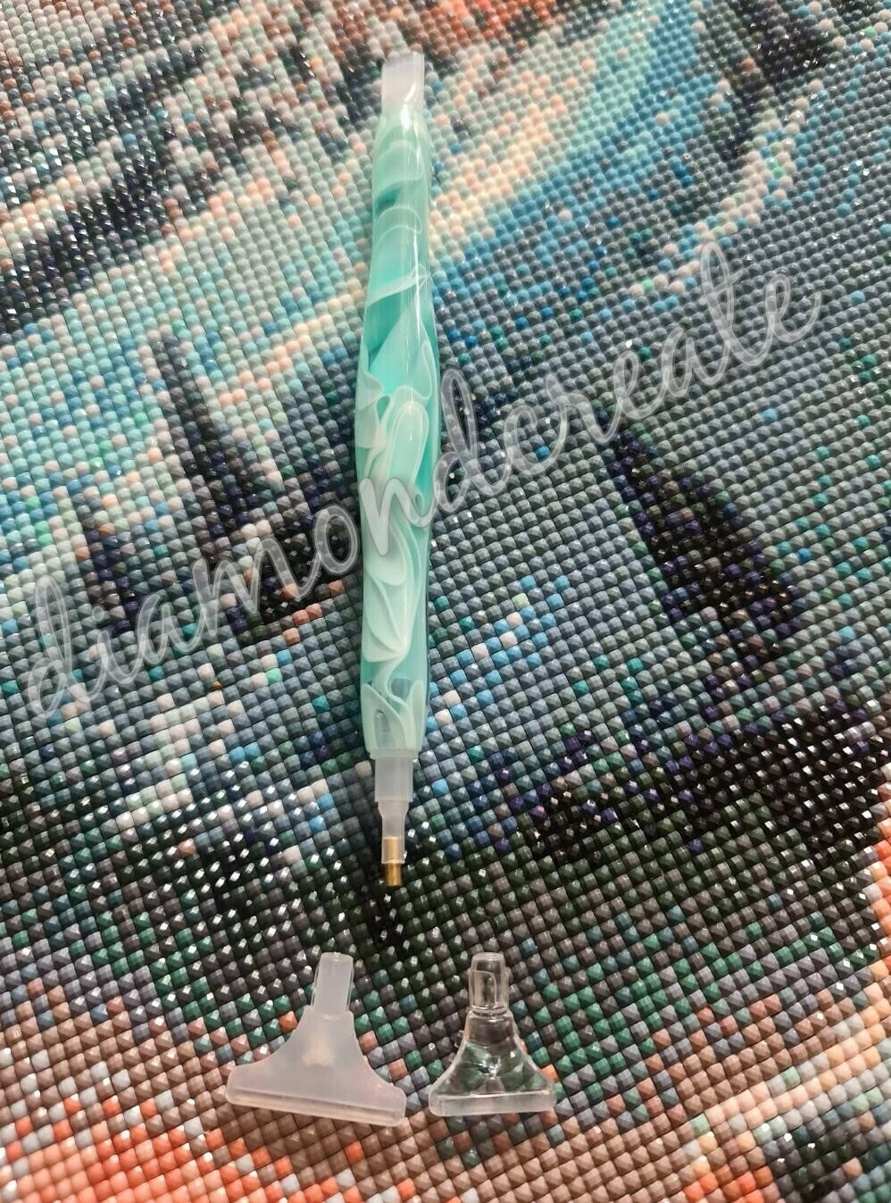 Hand Turned Diamond Painting Smooth Bump Resin Pick up pen, Colour: Mint